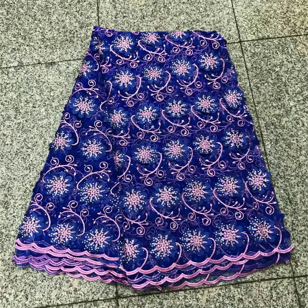 

Beautiful blue 3d lace fabric for wedding dresses nigeria lace fabrics african tulle net lace with stones 5 yards/piece HJ331-1
