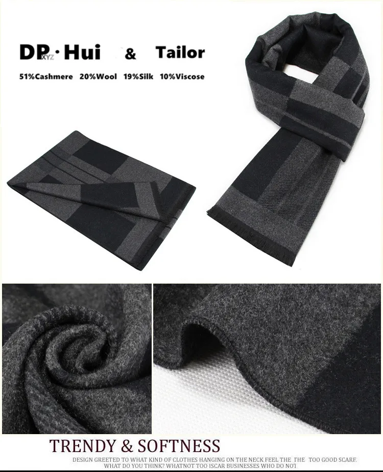 mens white scarf Winter Scarf Men Brand Pashmina Wraps Grey Striped Thicken Cashmere Long Scarves Man Fashion Designer Accessories High Quality men wearing scarves