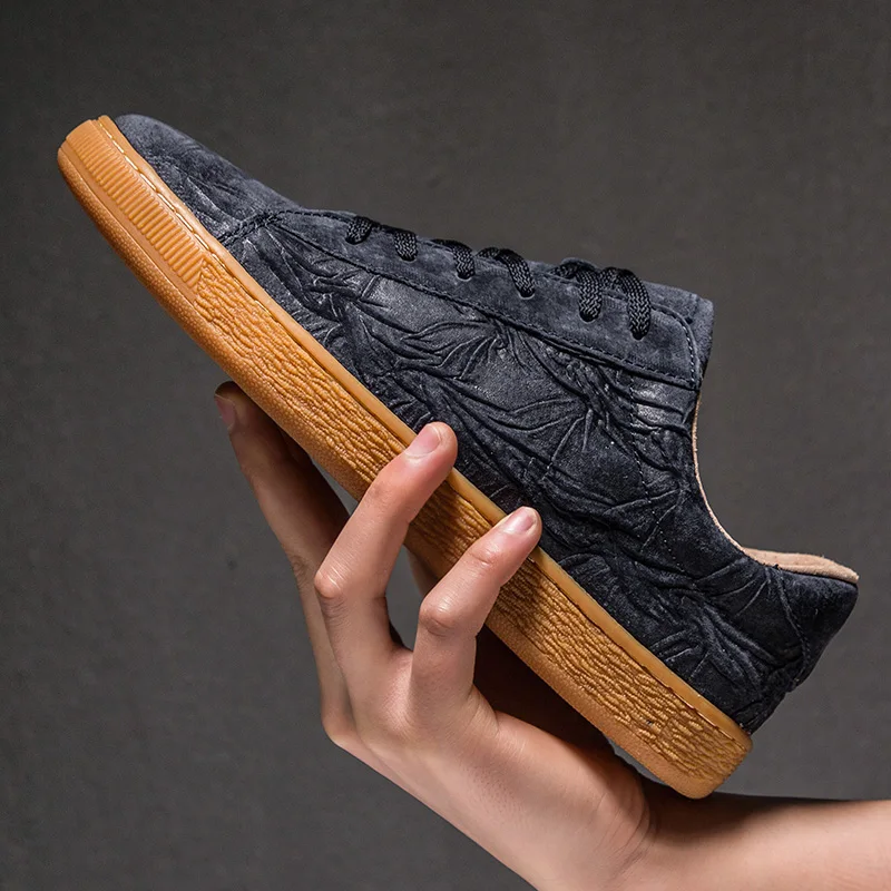 

Fashion genuine suede Leather Shoes For Men Flats Lace Up Men Casual Shoes Breathable Walking Footwear Men Chaussure Homme p4