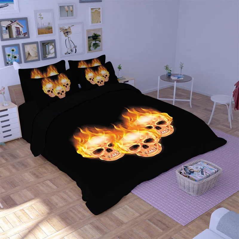 Индийские огненные черепа огонь 3D комплект постельного белья Twin full queen king size