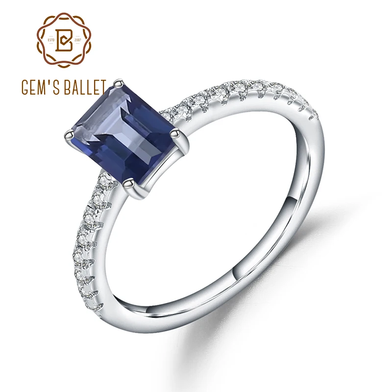 

Gem's Ballet 1.15Ct Natural Iolite Blue Mystic Quartz 925 Sterling Silver Wedding Engagement Rings For Women Fine Jewelry