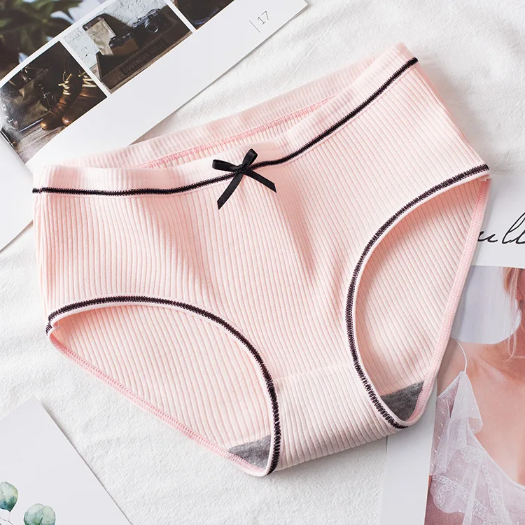 6pcs Japanese cute size girls underwear female thread breathable waist ladies cotton underwear factory direct stock underwear - Цвет: pink