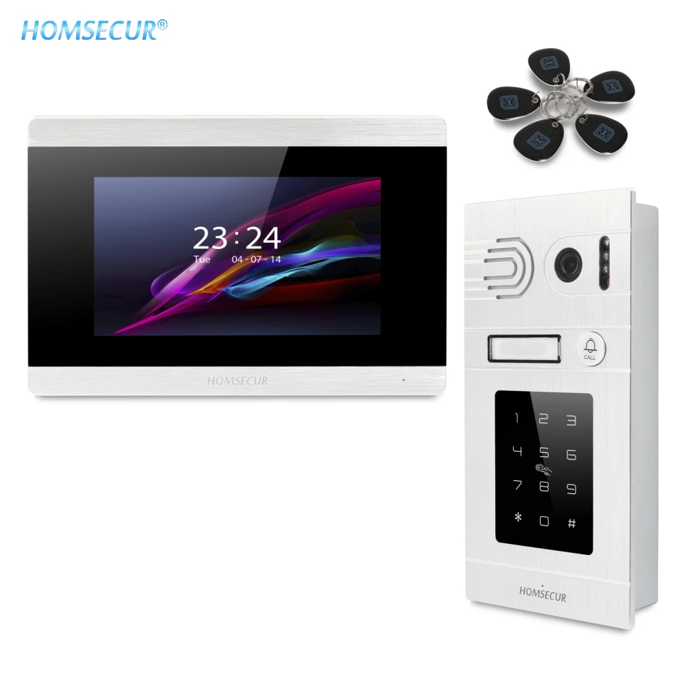 HOMSECUR 7\ Video Door Phone Intercom System+Password Access Flush Mount Camera IP65 800TVLine for Home Security BC071-S+BM715-S