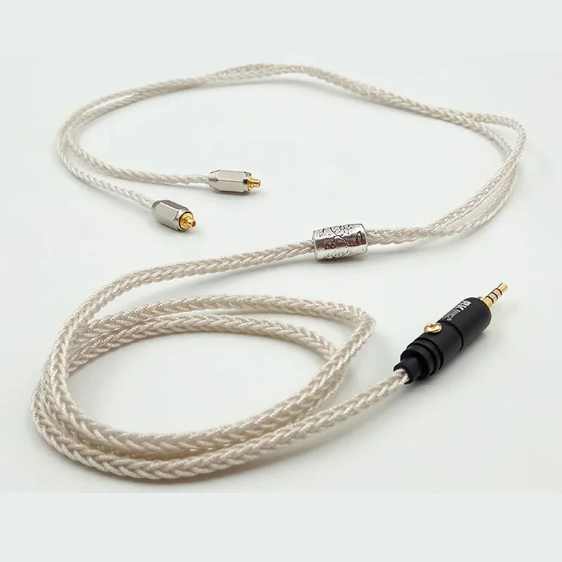 DIY 3,5 мм кабель MMCX 8 core 7N один кристалл серебро покрытое медью кабель США Для Shure SE535 UE900 DZ9 LZ A4 SE846