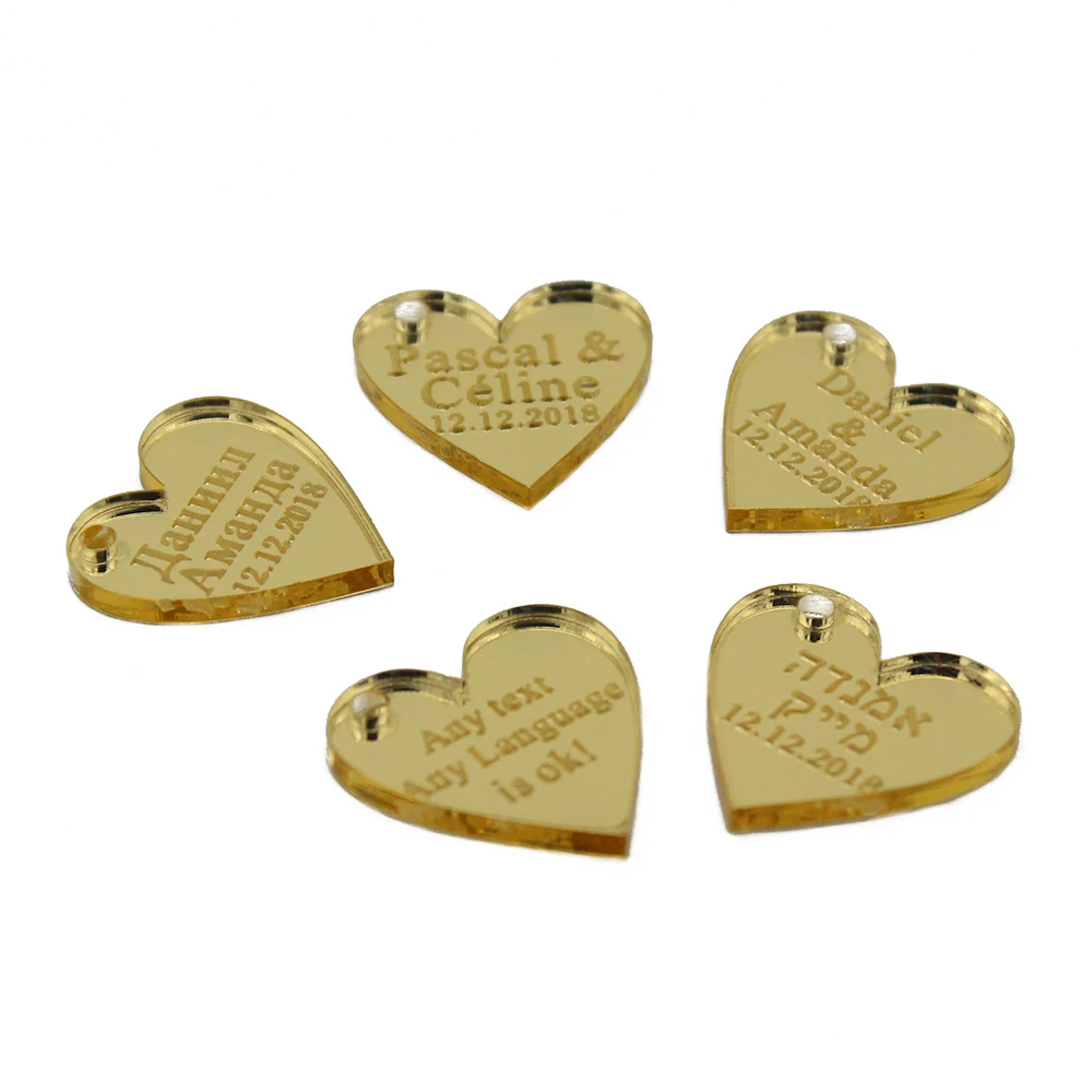 60 kosov osebno vgraviran Mini Love Heart Poroka Tabela Dekoracija Prilagojeno