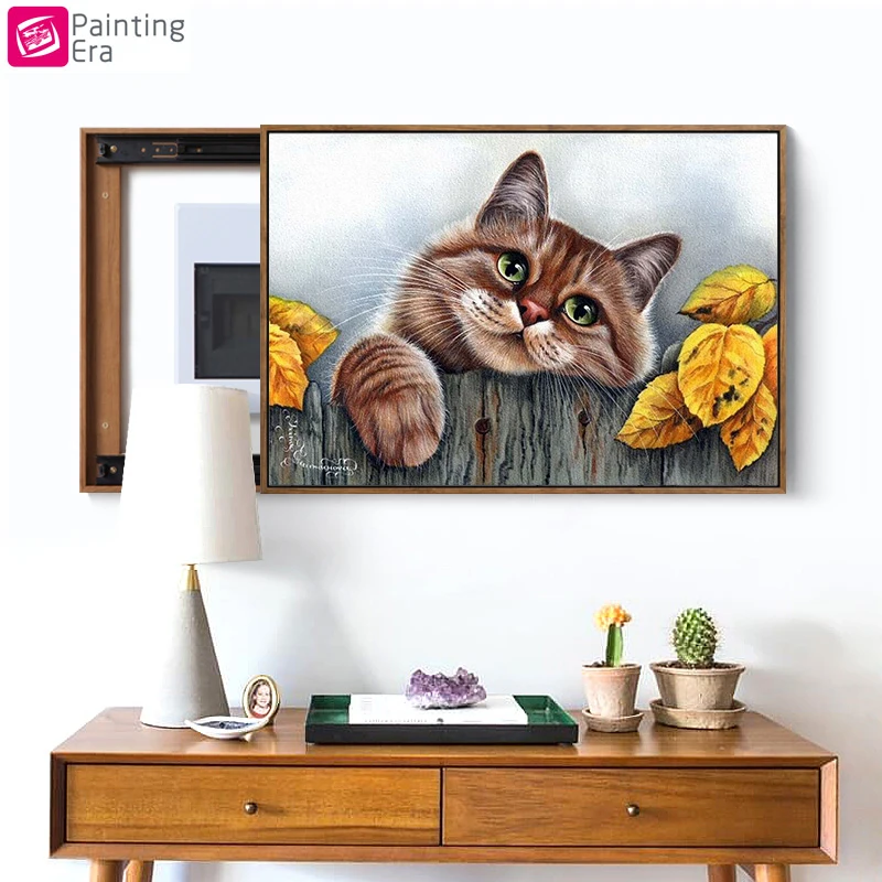 Эра полная рукоделие 40x50 см вышивка сделай сам кошка животное живопись крестом