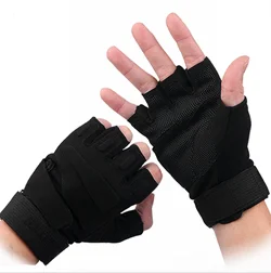Weimostar Guantes Deportivos горный велосипед фитнес перчатки с обрезанными пальцами тренажерный зал Спорт Велоспорт перчатки - Цвет: Black