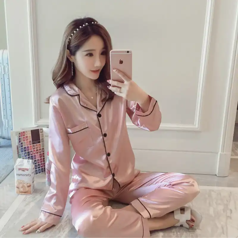 19新ギフト女性のカジュアル長袖ネグリジェ女の子かわいいパジャマ春 秋豪華なホーム服 Pajama Sets For Women Pajama Setsshorts Sleepwear Aliexpress