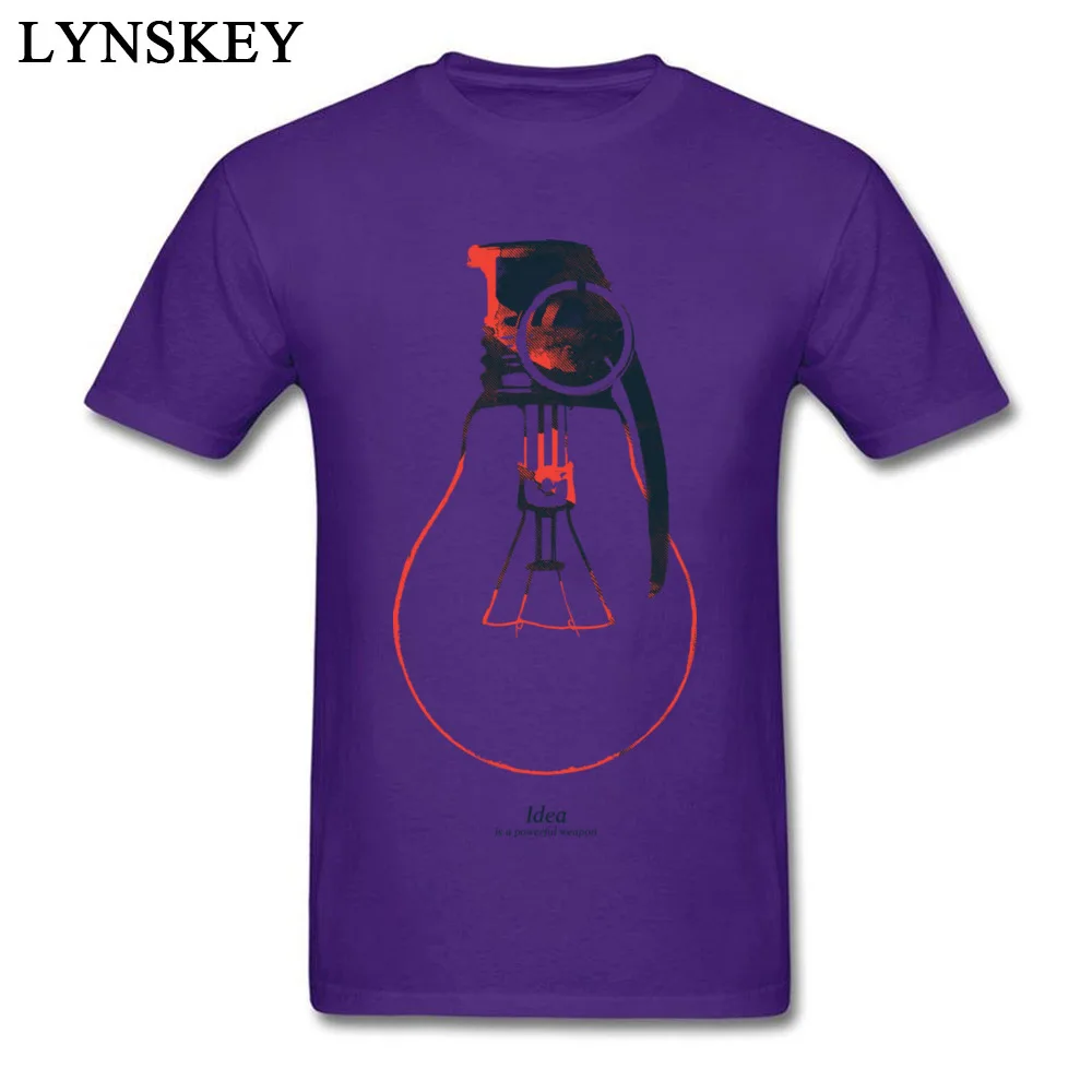 Simple Style Tops T Shirt for Men New Coming Summer Fall Crew Neck 100% Cotton T-shirts Idea is a powerful weapon Crazy Tee-Shirts Idea is a powerful weapon purple