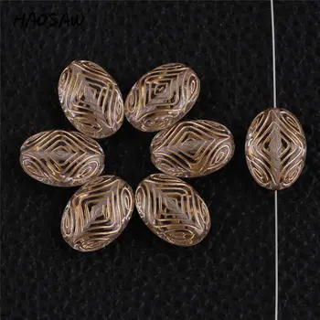 

18*13MM 550Pcs/Lot New Arrival Loose Oval Beads Clear With Gold Stripe Acrylic Beads For DIY Jewelry/Embellishments/Components