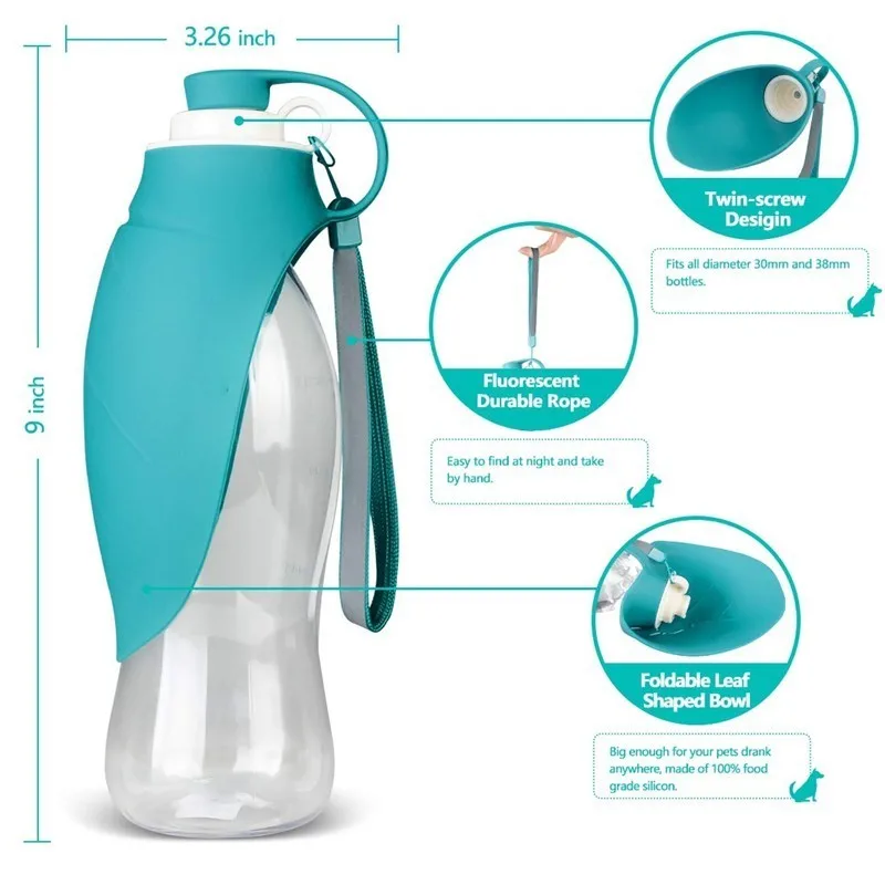 580ml Sport Portable Pet Dog Water Bottle Silicone Travel Dog Bowl For Puppy Cat Drinking Outdoor Pet Water Dispenser 3