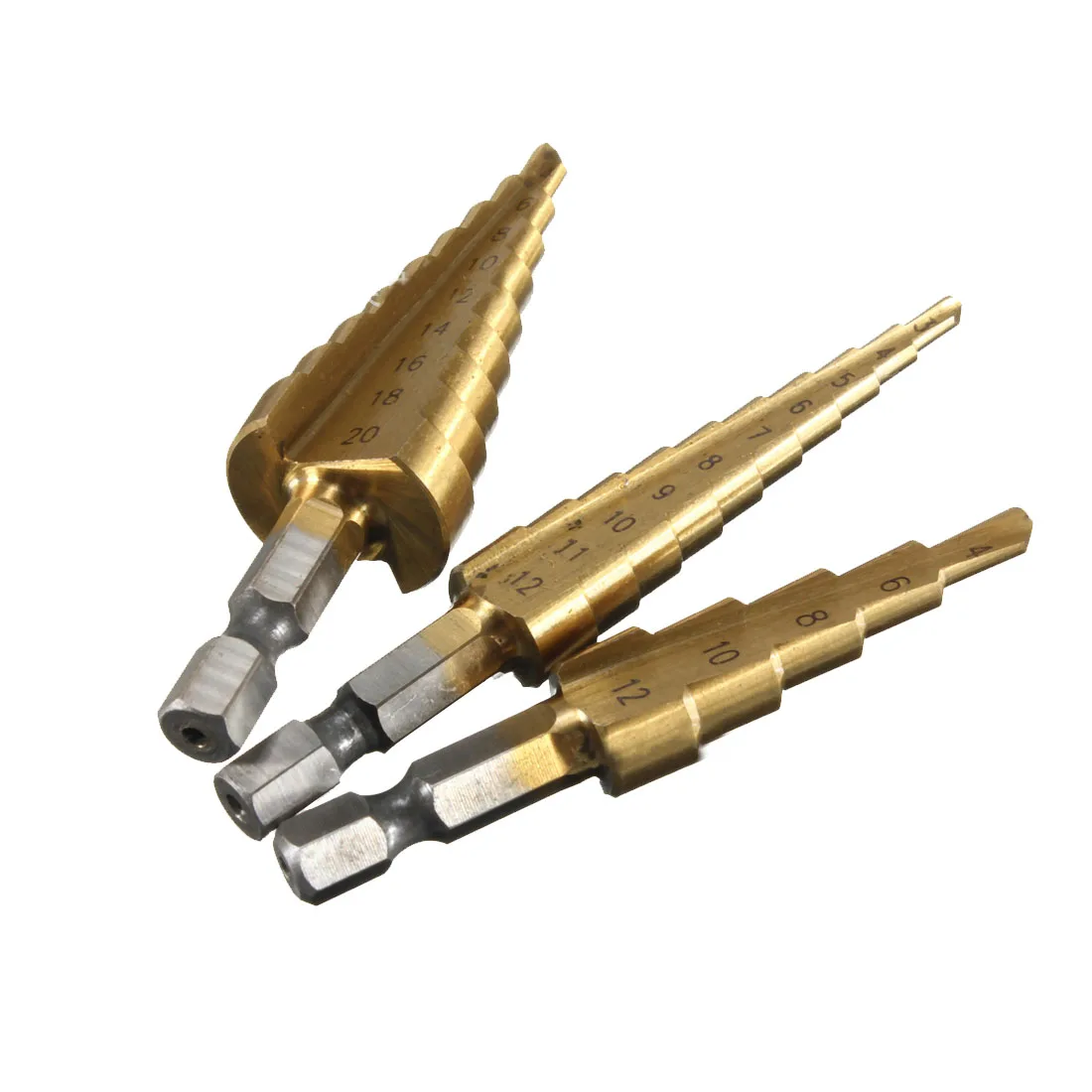  3pcs HSS Titanium Coated Step Drill Bit for Metal 3-12mm 4-12mm 4-20mm High Speed Steel Wood Drilli