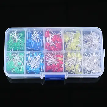 

Free Shipping 300PCS 3mm 5mm LED Light White Yellow Red Green Blue Assorted Kit DIY LEDs Set 3V 20mA