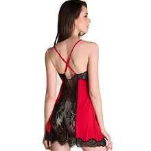 Sexy Spaghetti Strap Lace Patchwork Lingerie font b Dress b font Women Spring Summer Nightgown font