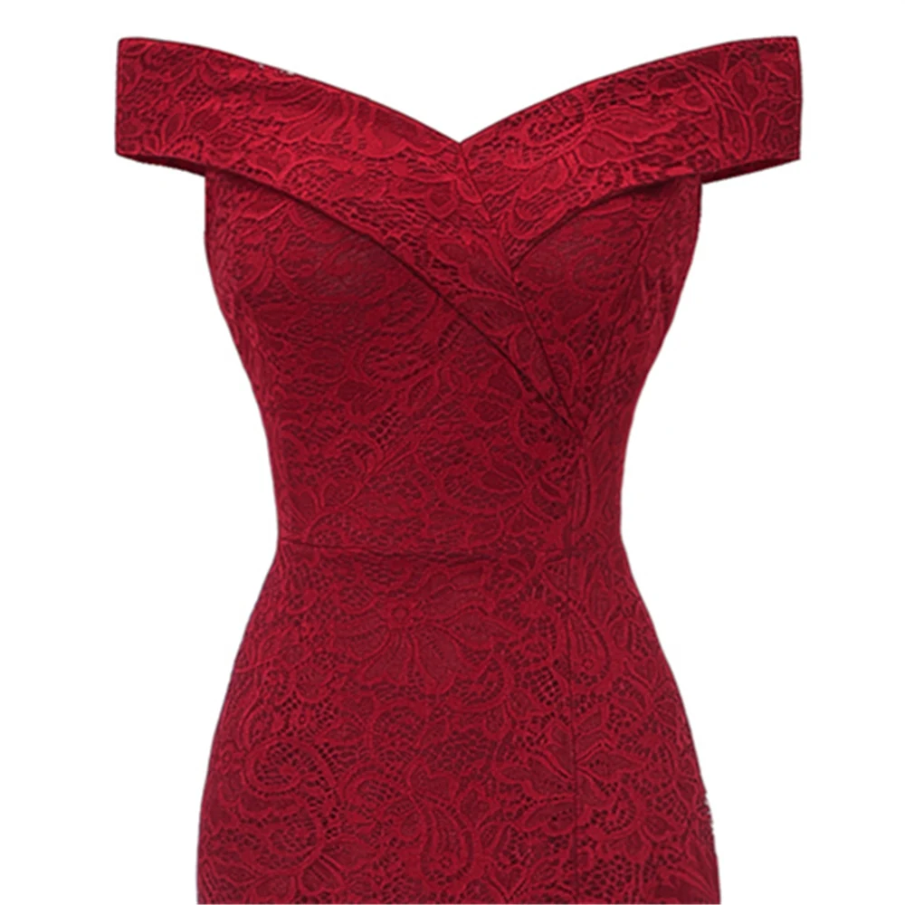 Формальные кружевные платья для женщин с открытыми плечами и v-образным вырезом, женское красное платье с вырезом, женские халаты размера плюс 2XL Vestidos de Festa