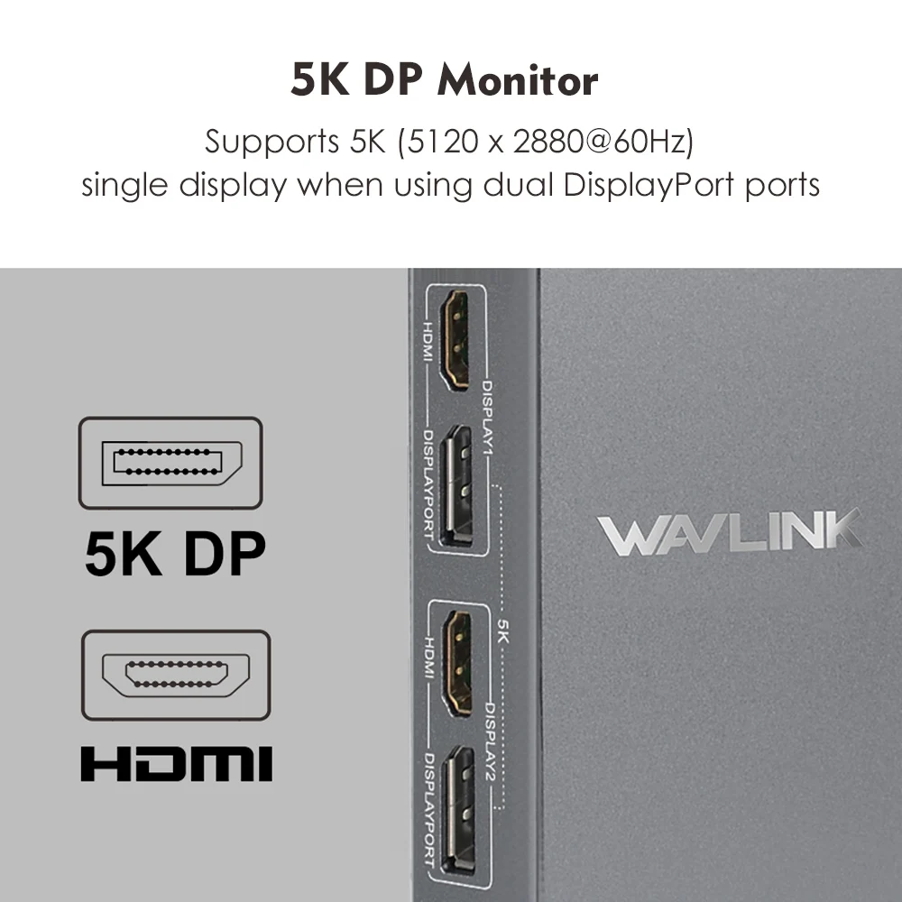 Wavlink Универсальная док-станция USB C для ноутбука 5K Dual 4K видео Док-Станция HDMI HD Gigabit Ethernet type C USB 3,0 для MAC