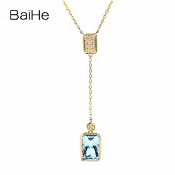 BAIHE Solid 18 K желтого золота 0.10CT Сертифицированный H/SI 100% натуральный алмаз помолвка женские модные ювелирные изделия ожерелья