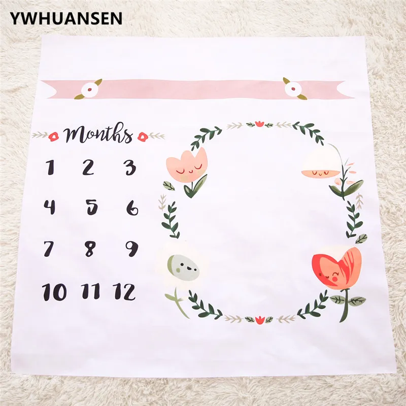 YWHUANSEN 100*100 سنتيمتر القطن الطفل الانتحال الدعائم تنمو الطفل تصوير الشهري بطانية الدعائم لتصوير من الوليد المواد