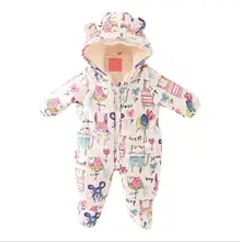Горячая продажа! 2016 baby Дети Верхняя Одежда Ребенка Зимой Толстые Ползунки Мультфильм Животных Граффити Snowsuit Малышей Мальчики Девочки Комбинезон
