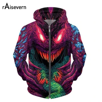 

Raisevern New Fashion Zipper Hoodie Hyper beast 3D Print Zip-Up Hoodies Psychedelic Sweatshirt Men/Women Harajuku Outfits Tops