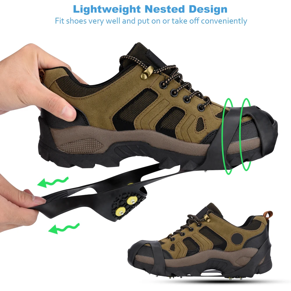 1 пара 10 шипов противоскользящие снежные ледяные Захваты уличные снежные шипы башмаки Шипы для зимних альпинизмов походные кроссовки