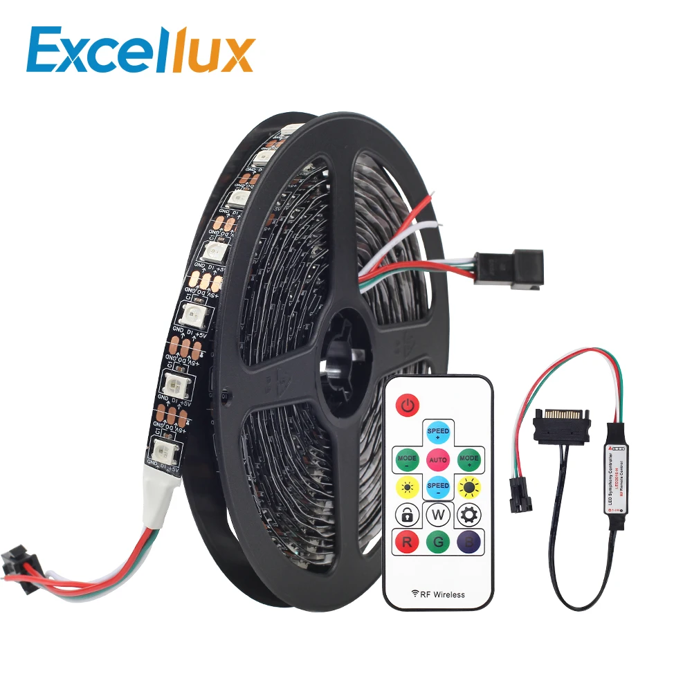 5 в 1 М WS2812 ws2812b RGB светодиодный светильник 5050 2812b 60 Светодиодный s + RF пульт