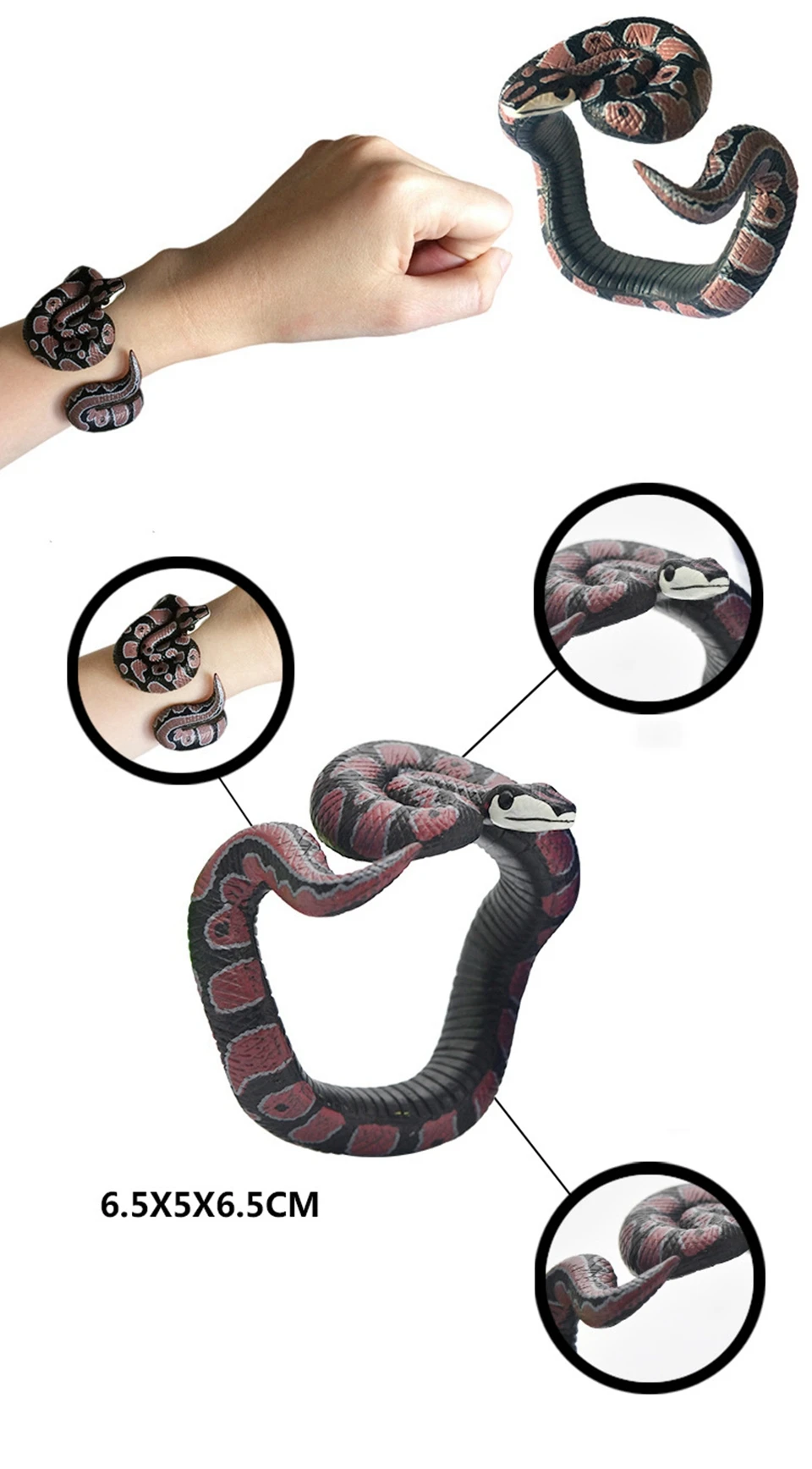 Имитация змеиного браслета Кобра Гремучая змея питон модель шутка смешная страшная игрушка поддельные змеи фигура семейные вечерние игрушки для детей