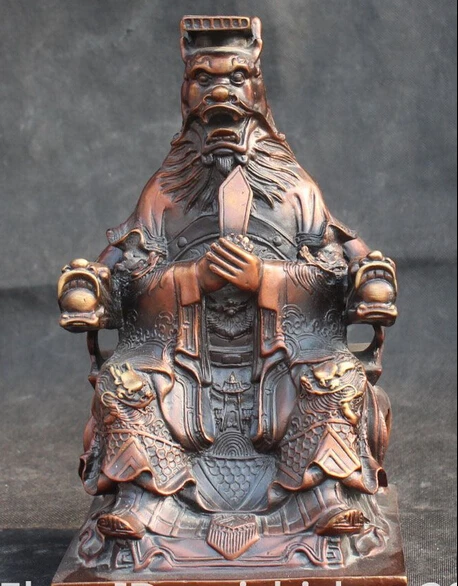 

shitou 002839 11"Chinese Bronze Immortal Lord LongWang Dragon King God Sitting Chair Statue discount 30% (C0324)