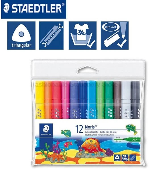 STAEDTLER 328-B WP12 12 цветов 3,0 мм художественные Маркеры Набор ручек треугольный толстый стержень водорастворимые Товары для офиса и школы