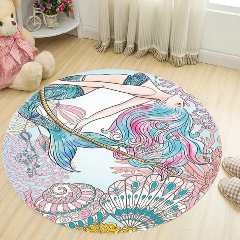 Creative Pattern Girl Printed Soft Carpets Anti-slip Rugs Computer Chair Mat Floor Mat for Home Kids Room Round Carpet Creative Pattern Girl Printed Soft Carpets Anti-slip Rugs Computer Chair Mat Floor Mat for Home Kids Room Round Carpet