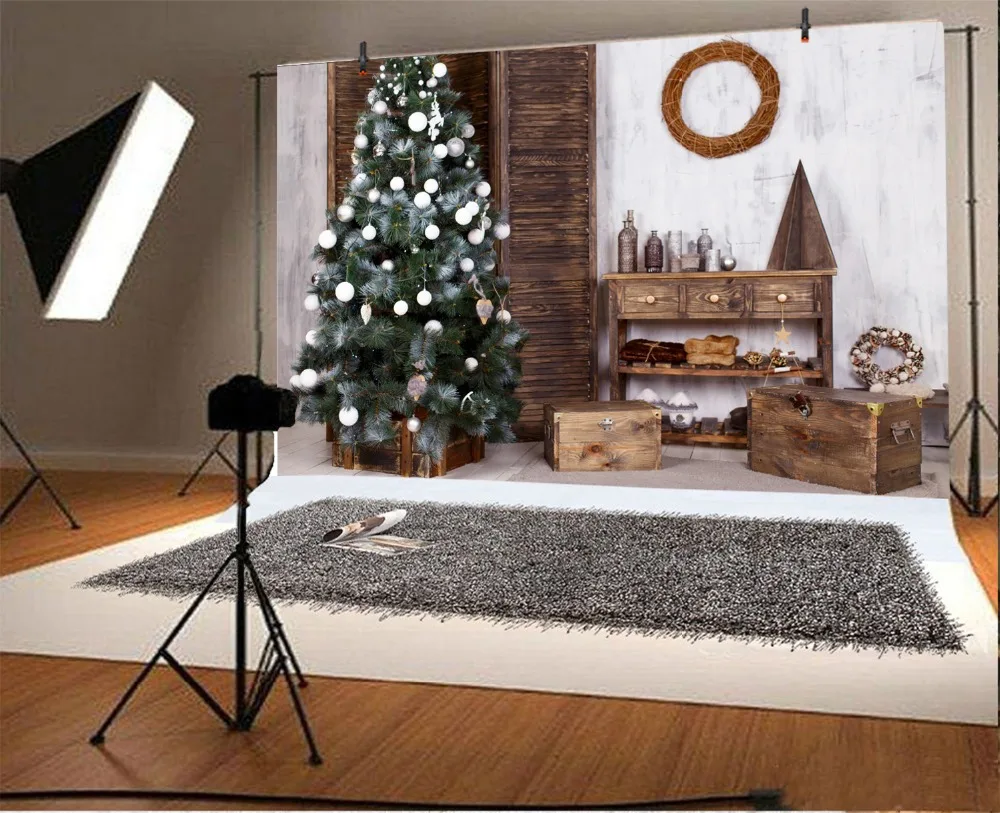 Laeacco Christmas Tree Wooden Table Box Decoration Photography Background Customized Photographic Backdrop For Photo Studio Laeacco Christmas Tree Wooden Table Box Decoration Photography Background Customized Photographic Backdrop For Photo Studio