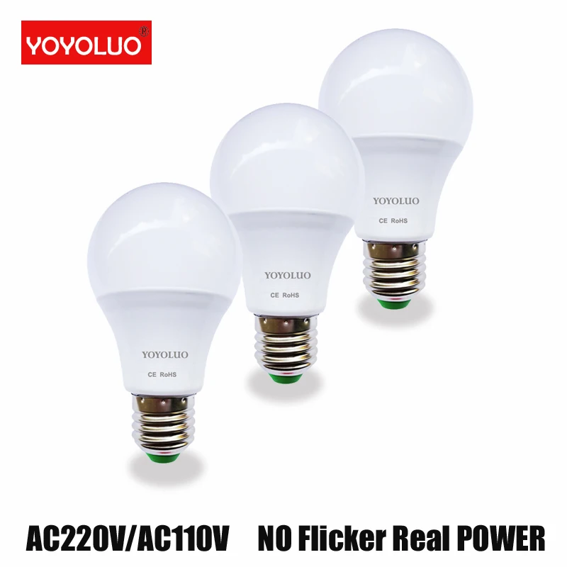 

2018 LED Lamp E27 3W 5W 7W 9W 12W 220V 110V Real Watt LED Bulb Light SMD2835 Fast Heat Dissipation High Bright Lampada LED Lamps