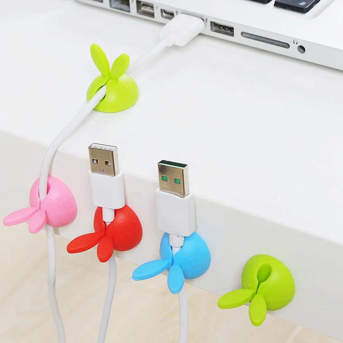 

Cute Rabbit Ear Cable Holder Protector Management Device Organizer Desktop Plug Silicone Wire Holder Clips For Phone Charging
