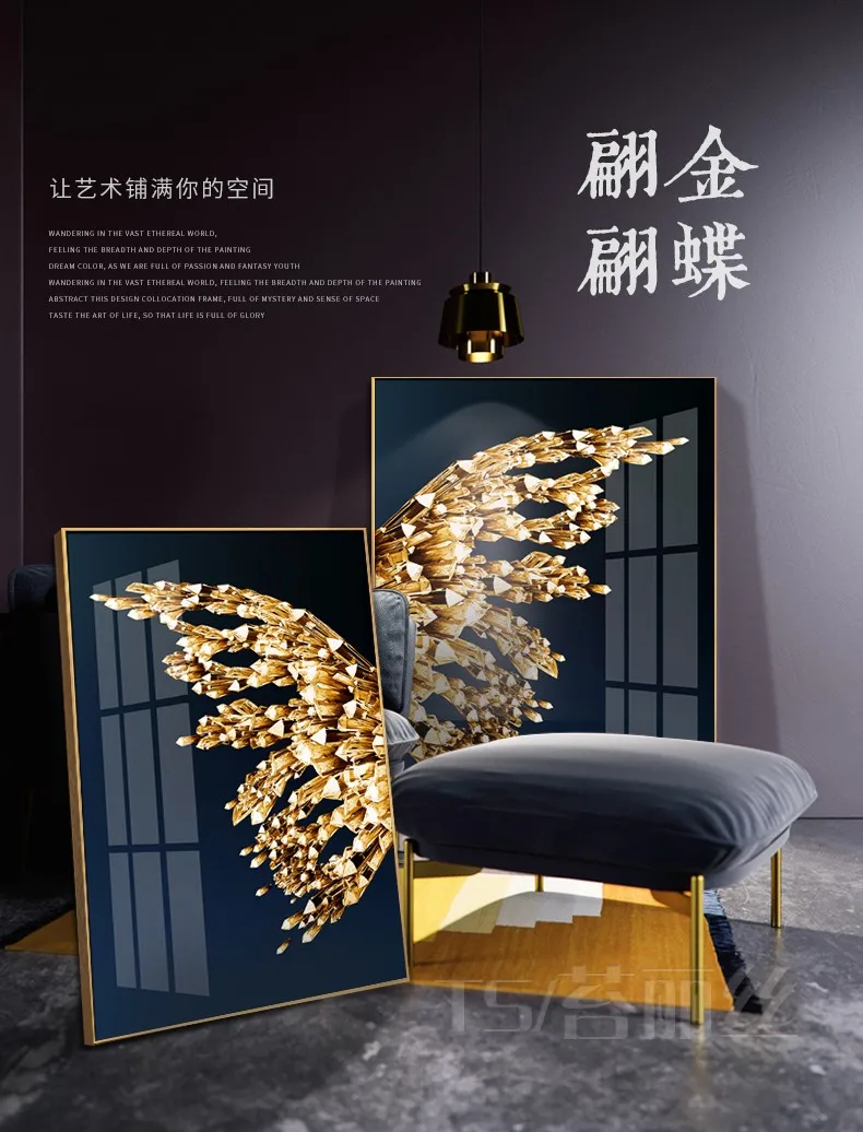 EECAMAIL светильник, роскошная алмазная живопись, полностью Алмазная современная простая столовая, крыльцо, подвесная картина, две бабочки, украшение для дома