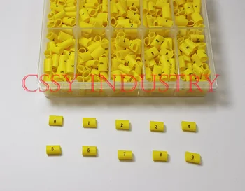 

1000pcs/box 2.5mm2 red yellow blue green 4 color 10 different number white color 0-9 cable marker set