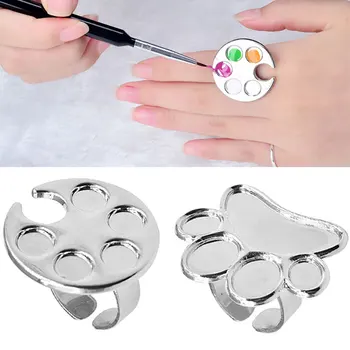 

Hot Mini Nail Art DIY Color Painting Palette Finger Nails Gel Polishing Hand Manicure Ring Palettes For Women Lady H7JP