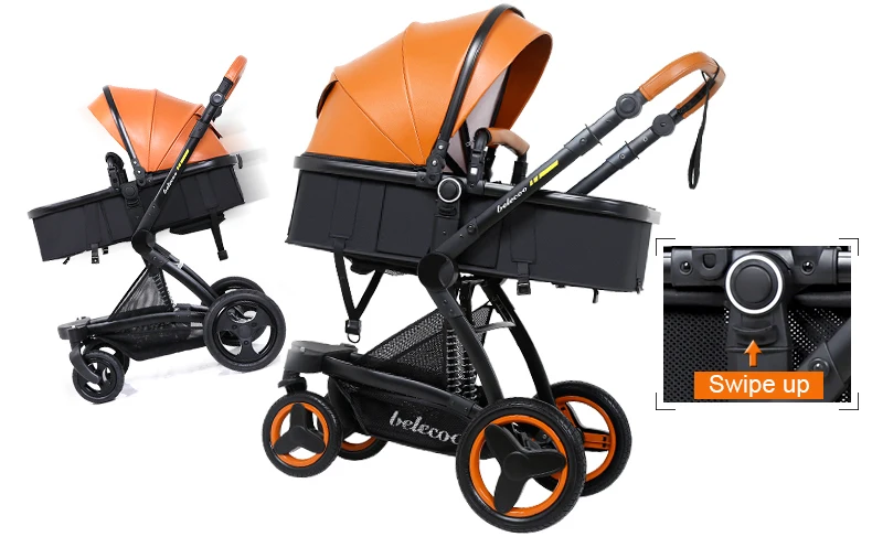 Luxury Baby Stroller 3 in 1 With Car Seat High Landscape Pram For Newborns Travel System Baby Trolley Walker Foldable Carriage