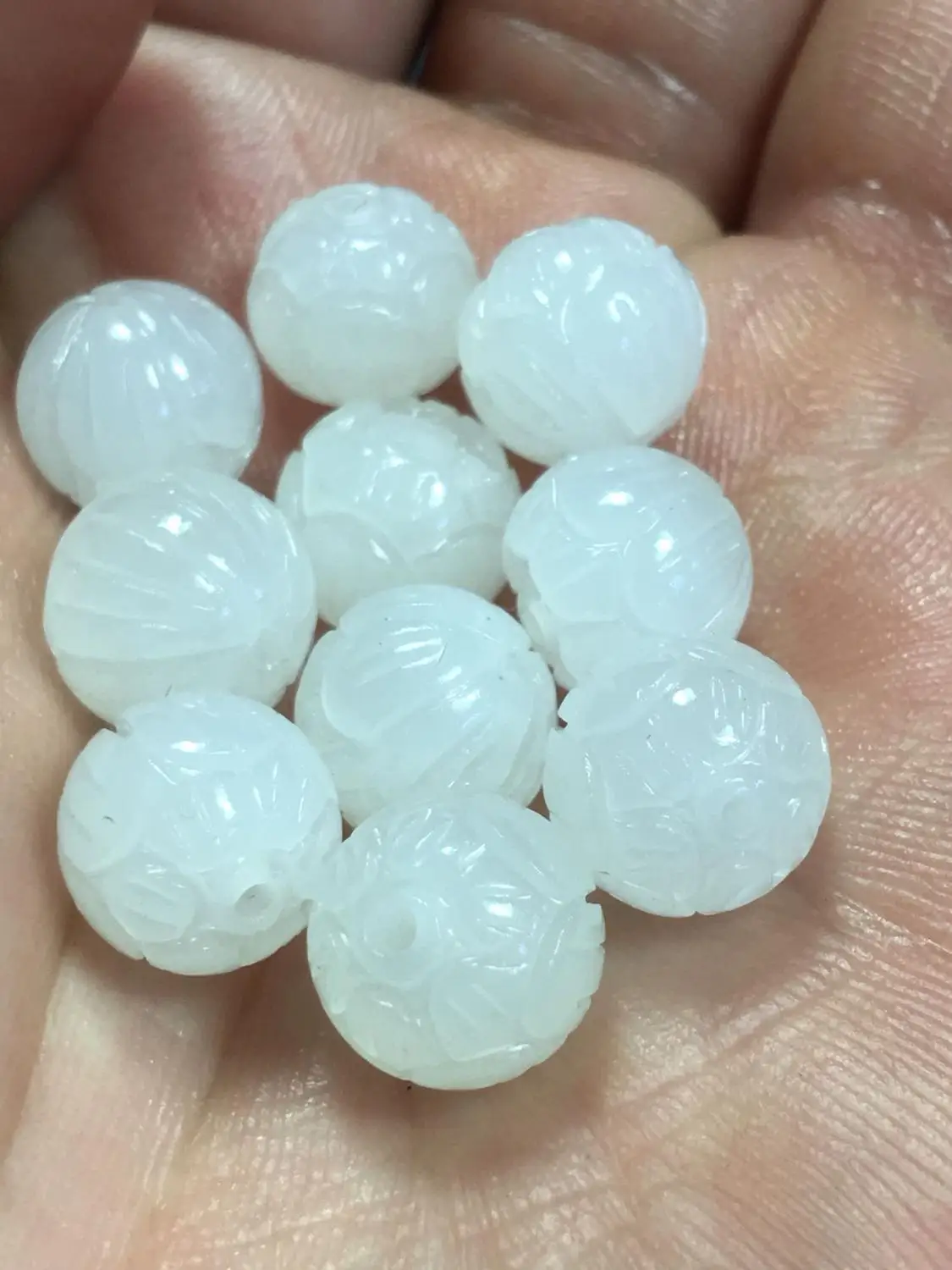 Hetian Jade Qinghai старый материал 10 мм бусинка в форме лотоса жирная белая