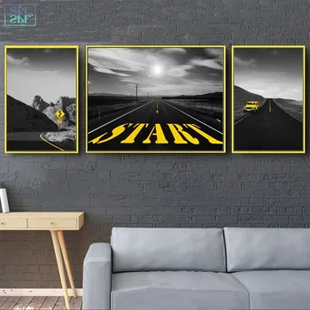 

SPLSPL Unframed Start on The Road Signs Abstract Canvas A4 Art Print Paintings Nordic Wall Decoration Pictures for Living Room