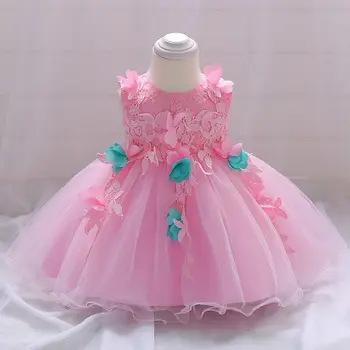 

Drop Ship Vestidos Baby Girl Summer 2019 Brand Cute Lace Christening 12 Months Princess bebes Toddler Girl Dresses Pink Color