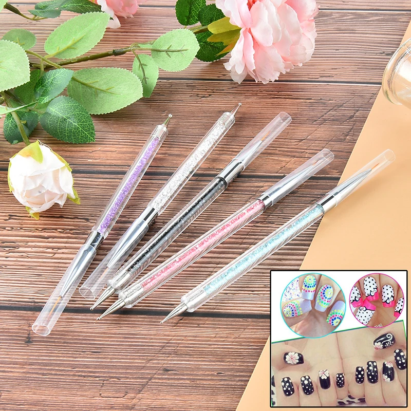 

Double Crystal Rhinestone Dotting Drill Dot Painting Point Pen Acrylic Nail Art Manicure Polish Tool DIY Kit Set Decor