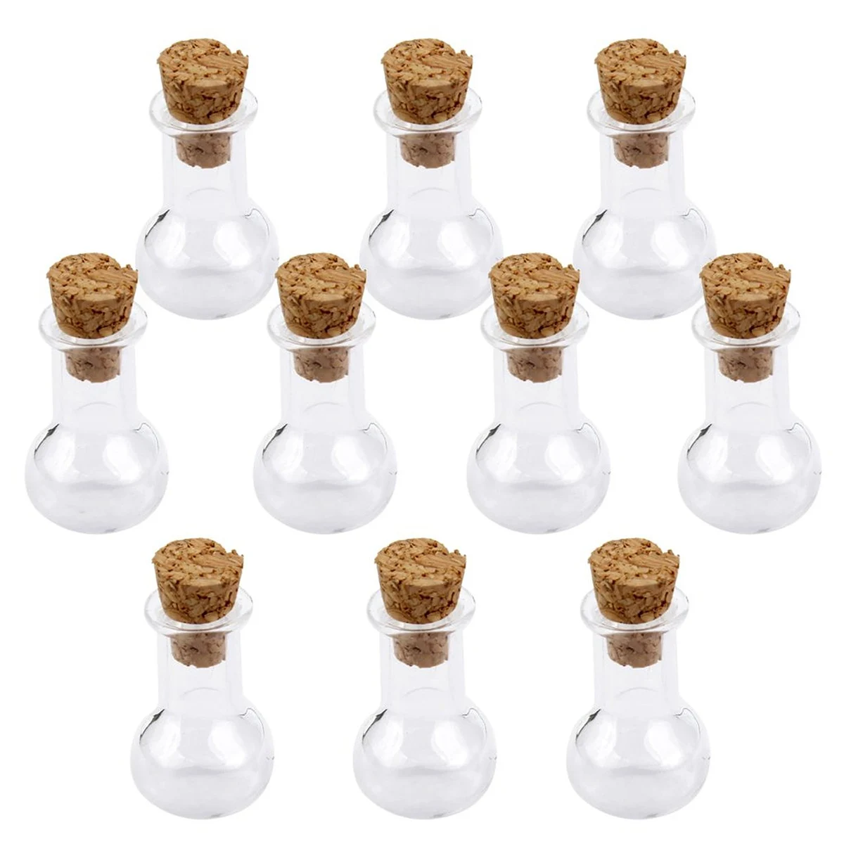 

10pcs Bulb Shape Mini Glass Bottles Jars with Cork Wish Note Craft Bottle (Clear)