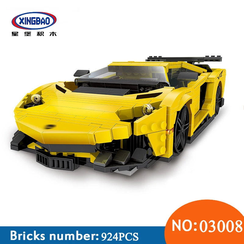

XingBao 03008 924Pcs Creative MOC Technic Series The Yellow Flash Racing Car Set Educational Building Blocks Bricks Toys Kids