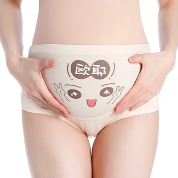 

Belly Support Panties for Pregnant Women Soft Cotton Cartoon Maternity Underwear Breathable High Low Waist Panty size M L XL XX
