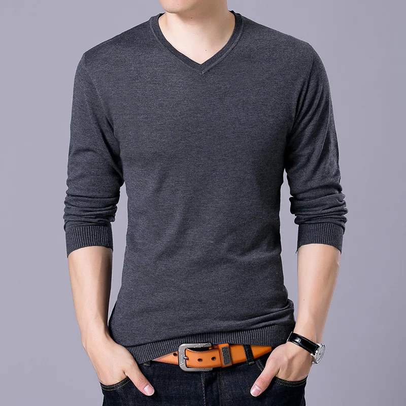 

2018 New Autumn Winter Thin Design Men Solid Sweater V-Neck/ O-Neck Mens Knitted Sweaters Tops Male Wool Sweaters and Pullovers