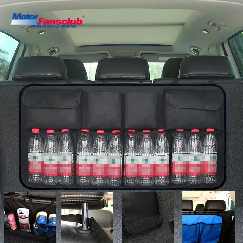 

Car Trunk Backseat Storage Bag Organizer SUV Seat Interior Oxford Back Bags Mesh Net Box Pocket Accessories Stowing Tidying