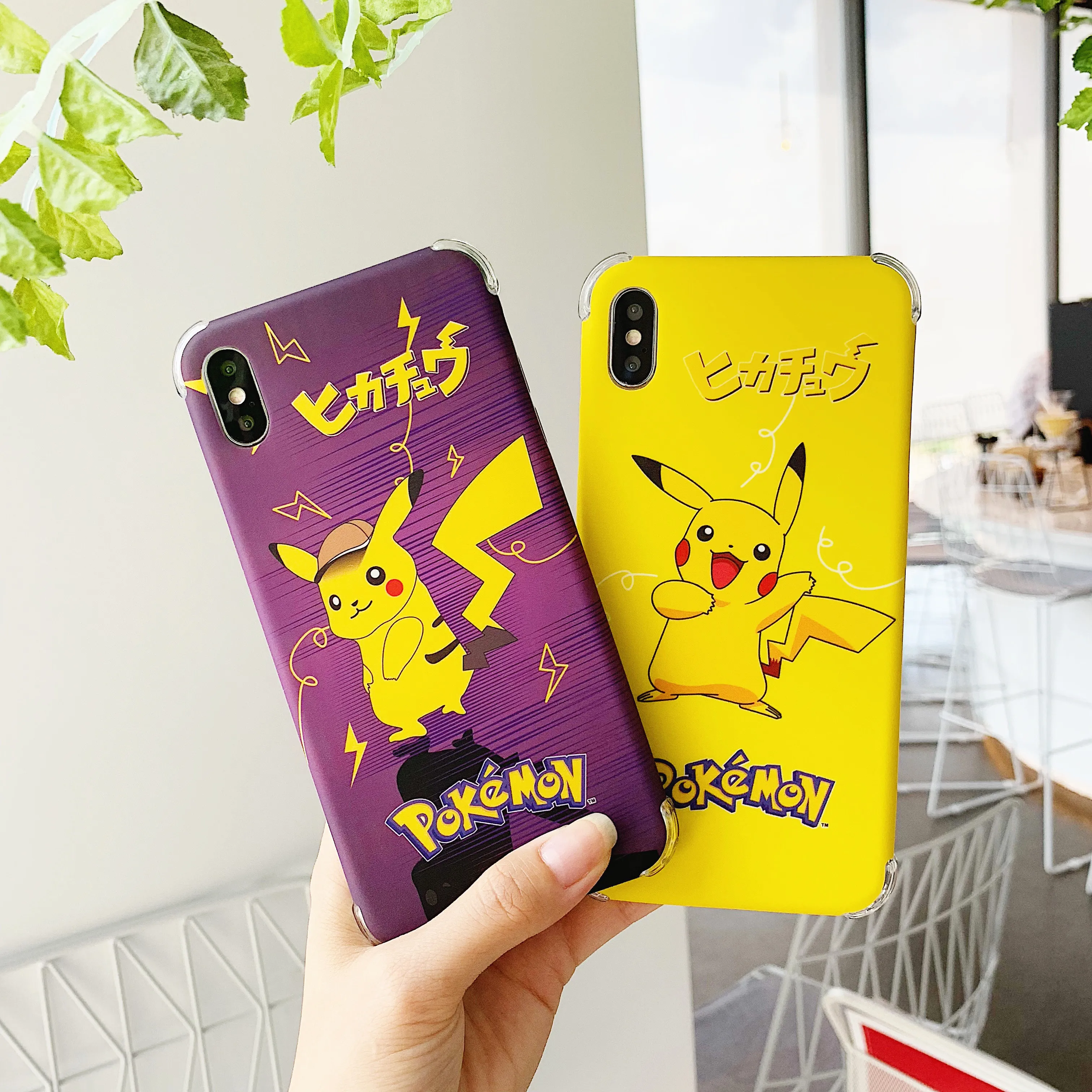 

Minimum mobile phone case for iphone6s 6 7 8 Plus X XS XR XsMax Cartoon Cute Pikachuu pattern with kickstand IMD back cover