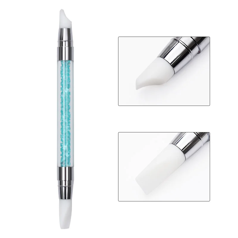 

Hot Sale 2-Ways Carving Carving Painting Brush Pen Silicone Hollow Crystal Handle Nail Art Manicure Tool