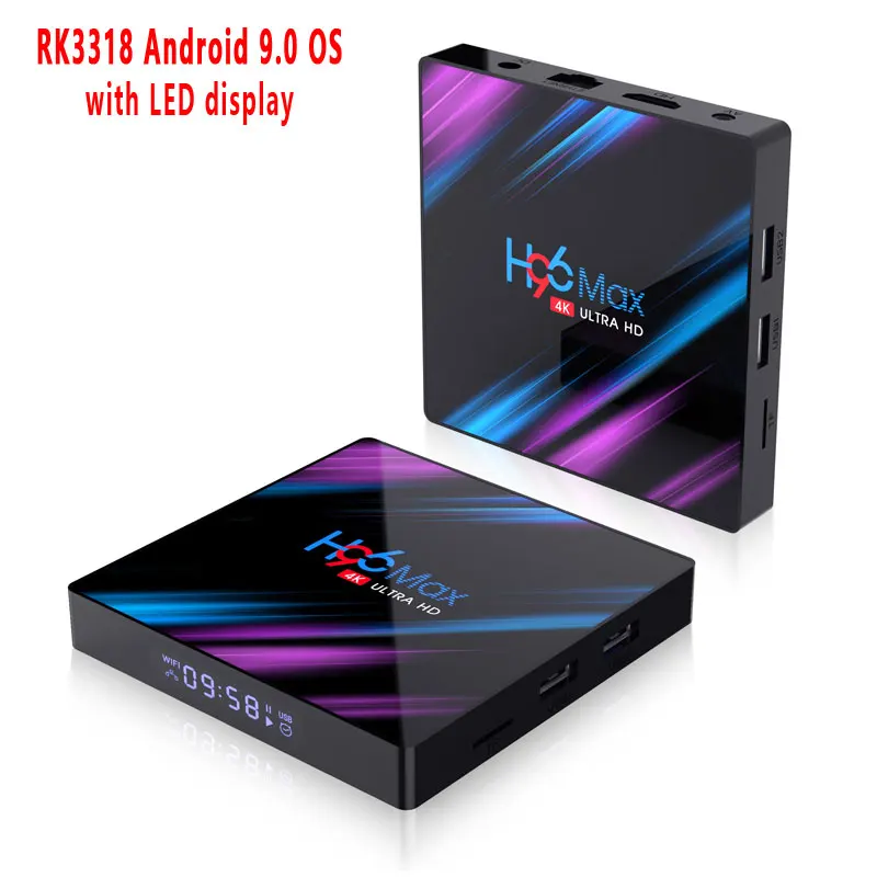 H96 Max Rk3318 четырехъядерный Android 9 0 Smart Tv Box 4G Ram 32G Rom 2 4/5G Wifi Bt H.265 Vp9 Hdr 3D Uhd 4K|ТВ-приставки
