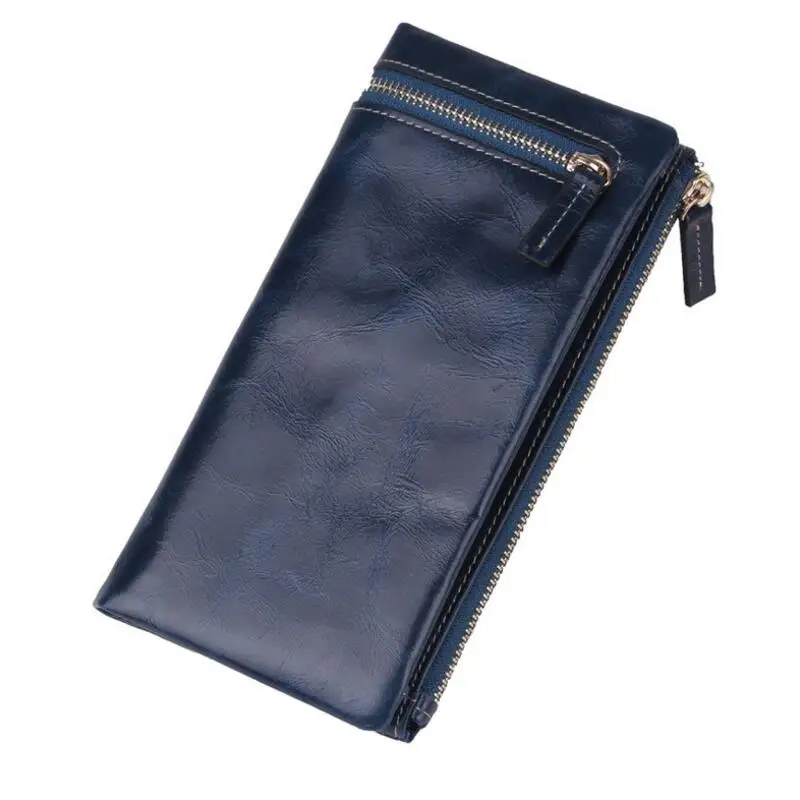 CHSANATO новые роскошные женские кошельки длинный кошелек из натуральной кожи масляный кожаный женский кошелек Повседневный carteira feminina - Цвет: 3052 Blue